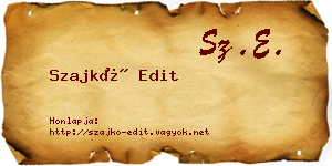 Szajkó Edit névjegykártya